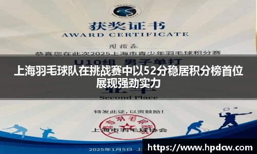 上海羽毛球队在挑战赛中以52分稳居积分榜首位展现强劲实力